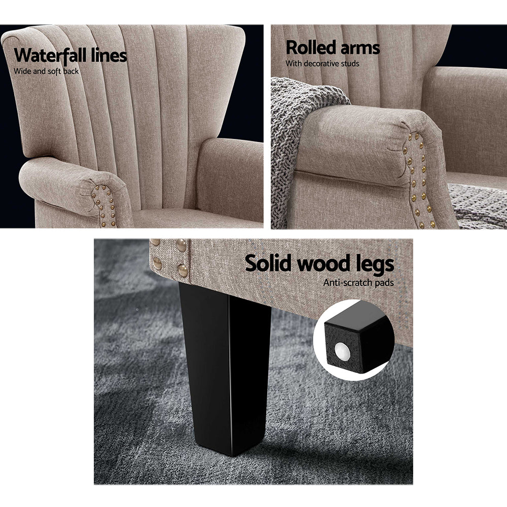 Andrew Armchair Wingback - Beige