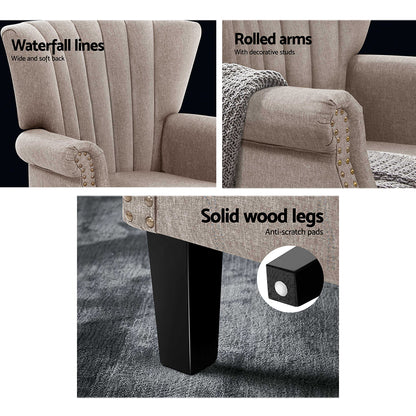 Andrew Armchair Wingback - Beige