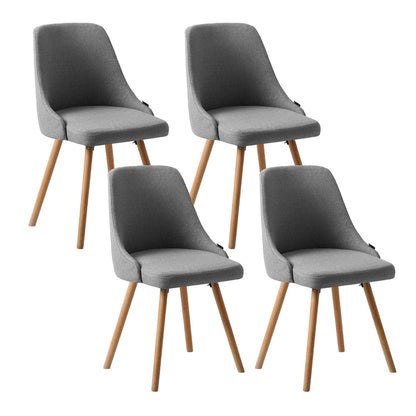 Set of 4 Kalmar Dining Chairs Fabric Wooden - Grey