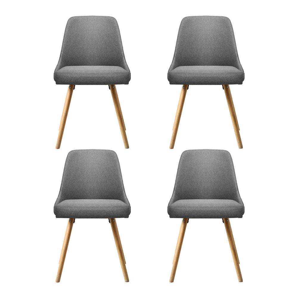 Set of 4 Kalmar Dining Chairs Fabric Wooden - Grey
