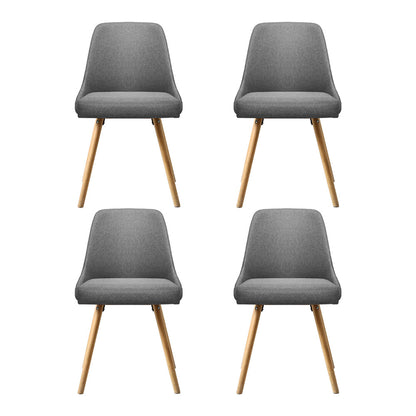 Set of 4 Kalmar Dining Chairs Fabric Wooden - Grey