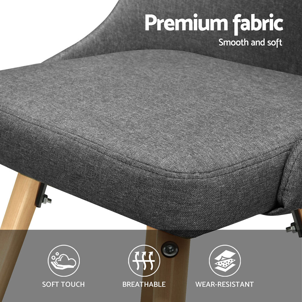 Set of 4 Kalmar Dining Chairs Fabric Wooden - Grey