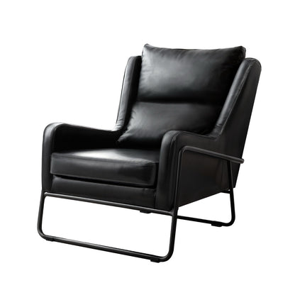 Wingback Armchair Accent Chair PU - Leather Black