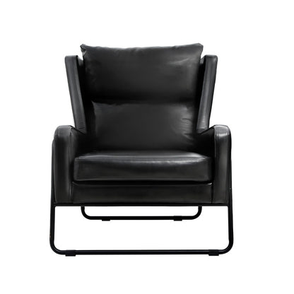 Wingback Armchair Accent Chair PU - Leather Black