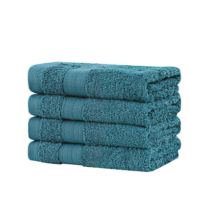 Premium Cotton Washcloths 4-Pack Quick-Dry Face Towels Set - Blue