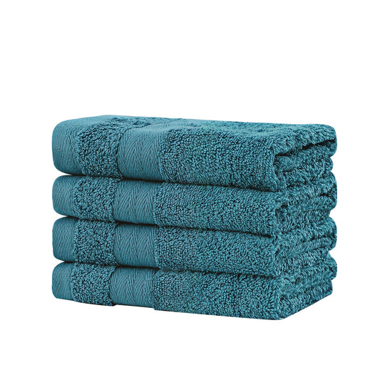 Premium Cotton Washcloths 4-Pack Quick-Dry Face Towels Set - Blue