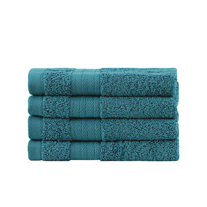 Premium Cotton Washcloths 4-Pack Quick-Dry Face Towels Set - Blue