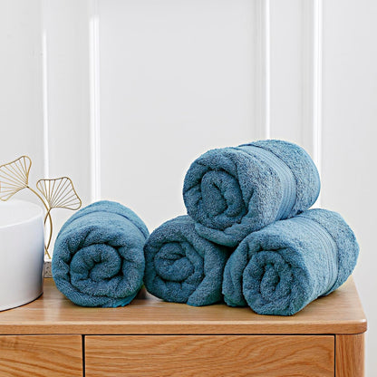 Premium Cotton Washcloths 4-Pack Quick-Dry Face Towels Set - Blue
