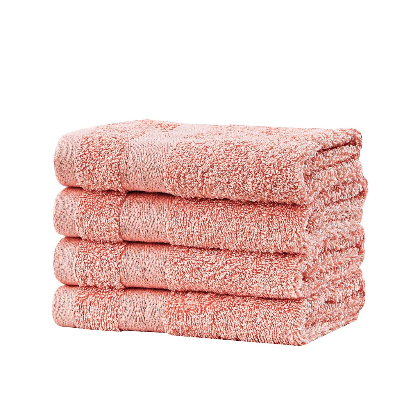 Premium Cotton Washcloths 4-Pack Quick-Dry Face Towels Set - Coral