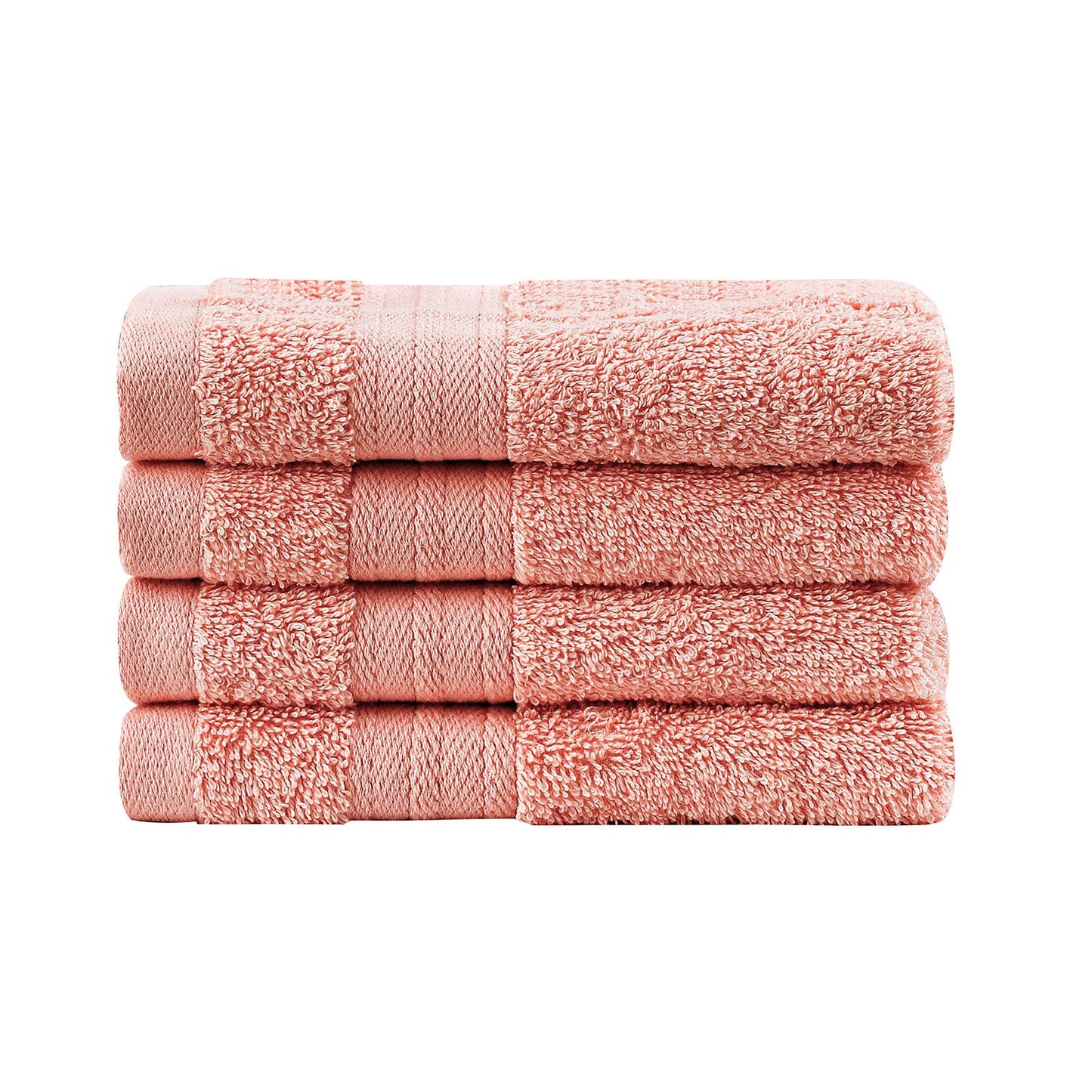 Premium Cotton Washcloths 4-Pack Quick-Dry Face Towels Set - Coral