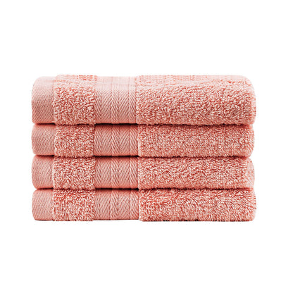 Premium Cotton Washcloths 4-Pack Quick-Dry Face Towels Set - Coral