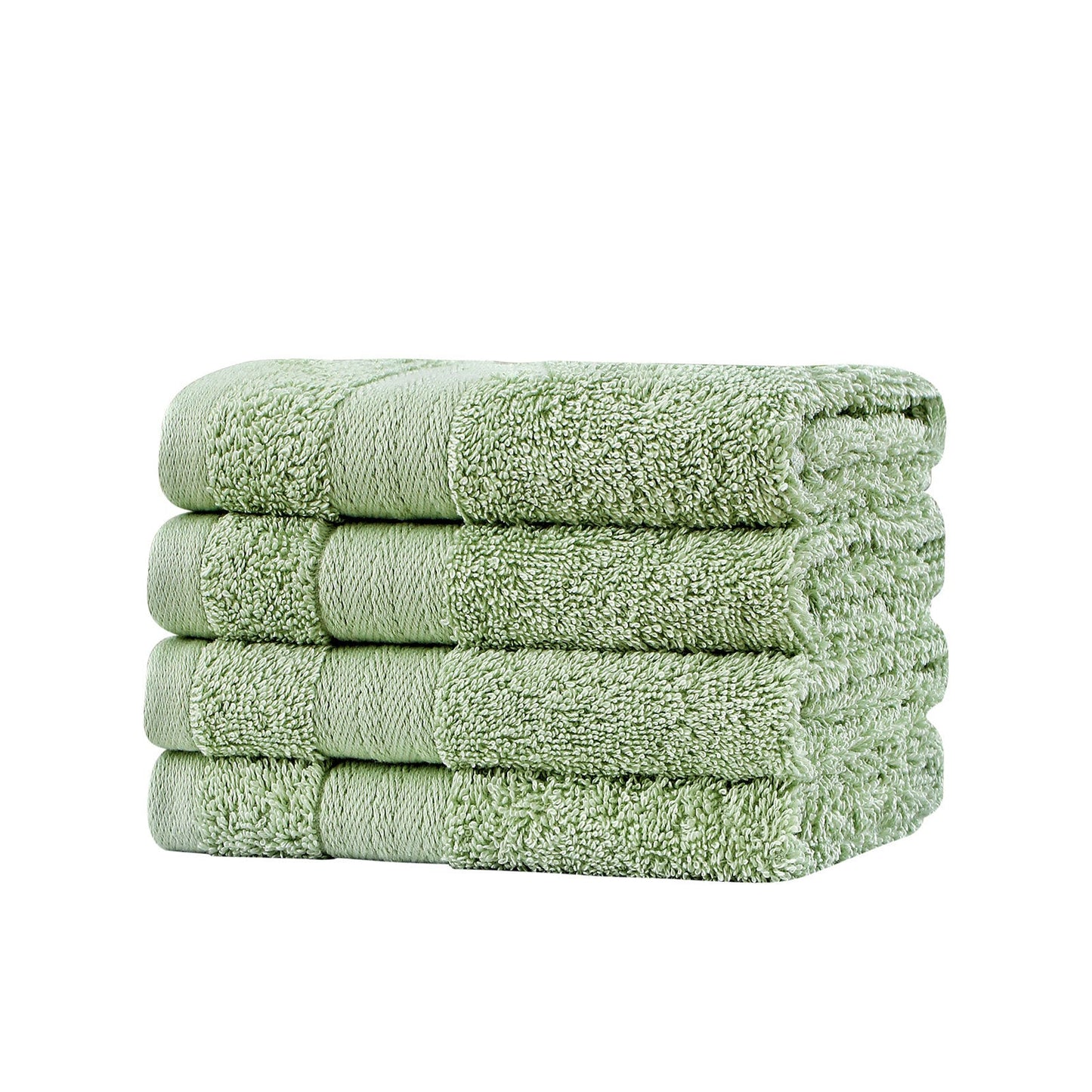 Premium Cotton Washcloths 4-Pack Quick-Dry Face Towels Set - Green