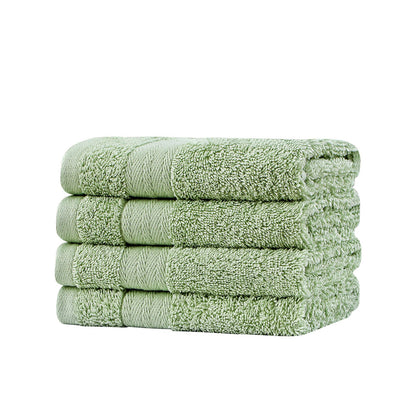 Premium Cotton Washcloths 4-Pack Quick-Dry Face Towels Set - Green