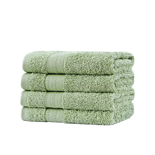 Premium Cotton Washcloths 4-Pack Quick-Dry Face Towels Set - Green