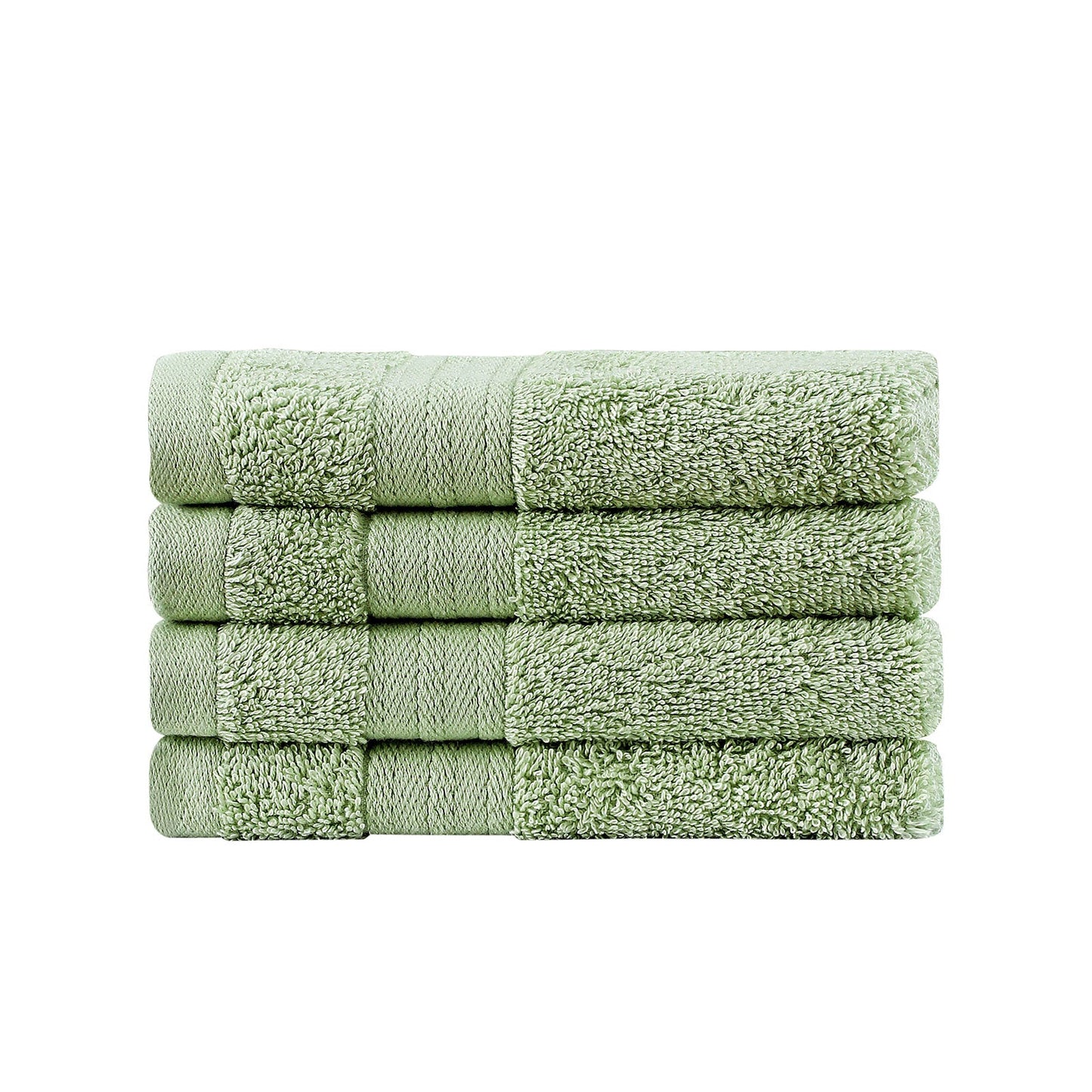 Premium Cotton Washcloths 4-Pack Quick-Dry Face Towels Set - Green
