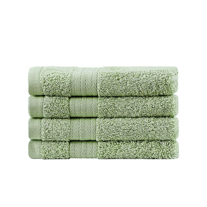 Premium Cotton Washcloths 4-Pack Quick-Dry Face Towels Set - Green