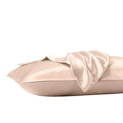 Satin Sheet Set 3 Piece Fitted Sheet Pillowcase Soft  - Champagne Pink