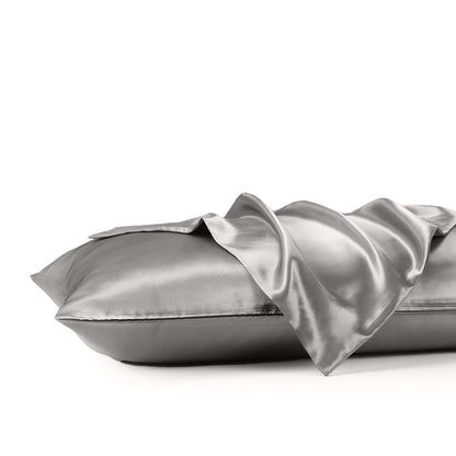 Satin Sheet Set 3 Piece Fitted Sheet Pillowcase Soft - Charcoal