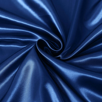Satin Sheet Set 4 Piece Fitted Flat Sheet Pillowcases - Navy Blue