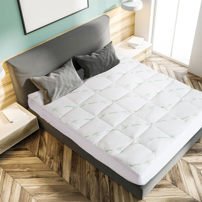 1000GSM Luxury Bamboo Covered Mattress Topper Ball Fibre Gusset - Double