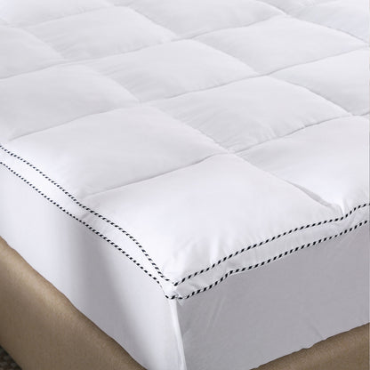 Luxury Bamboo Fabric Gusset Mattress Topper 1000GSM - King - White