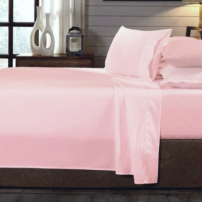 250TC Organic Cotton Sheet Set 4 Piece Luxury Hotel Style - Blush