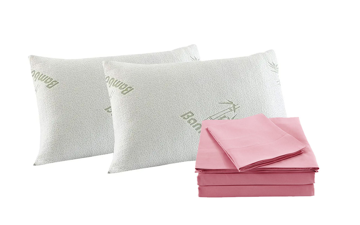 1000TC Bamboo Blend Sheet Set and Bamboo Pillows 2 Pack Ultra Soft - King - Blush