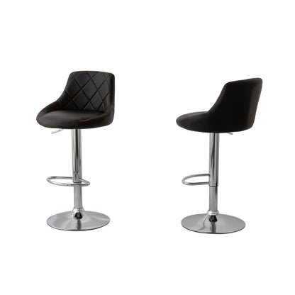 Set of 2 Diamond Style Padded Leather Barstools - Black