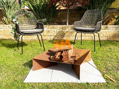 Rust Firepit with Ash Tray