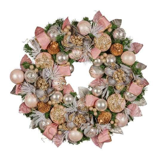 Christabelle 71cm Christmas Wreath Lush Green Holiday Door Wreath w/Jewelled Baubles, Foliage, Flowers, Ribbon & Berries