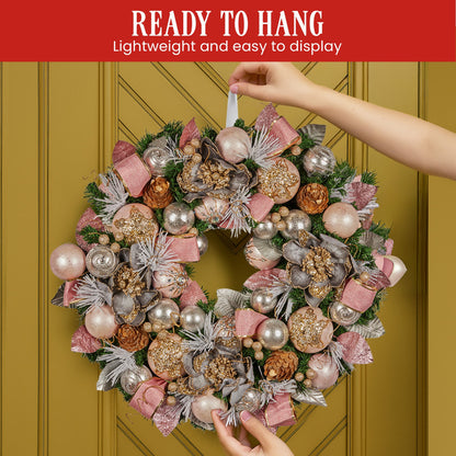 Christabelle 71cm Christmas Wreath Lush Green Holiday Door Wreath w/Jewelled Baubles, Foliage, Flowers, Ribbon & Berries