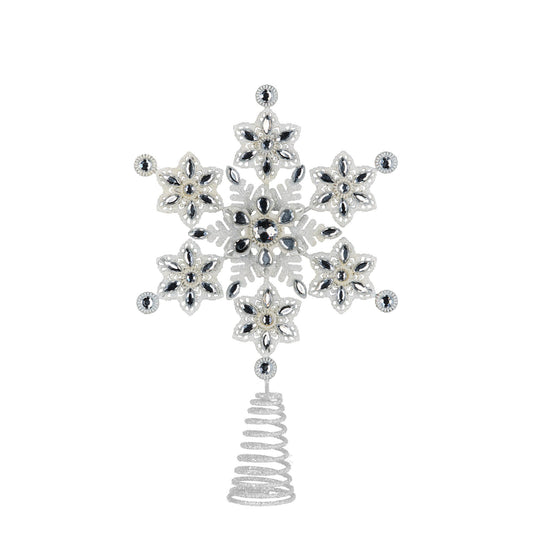 Christabelle Snowflake Christmas Tree Topper – Beaded Decoration Ornament