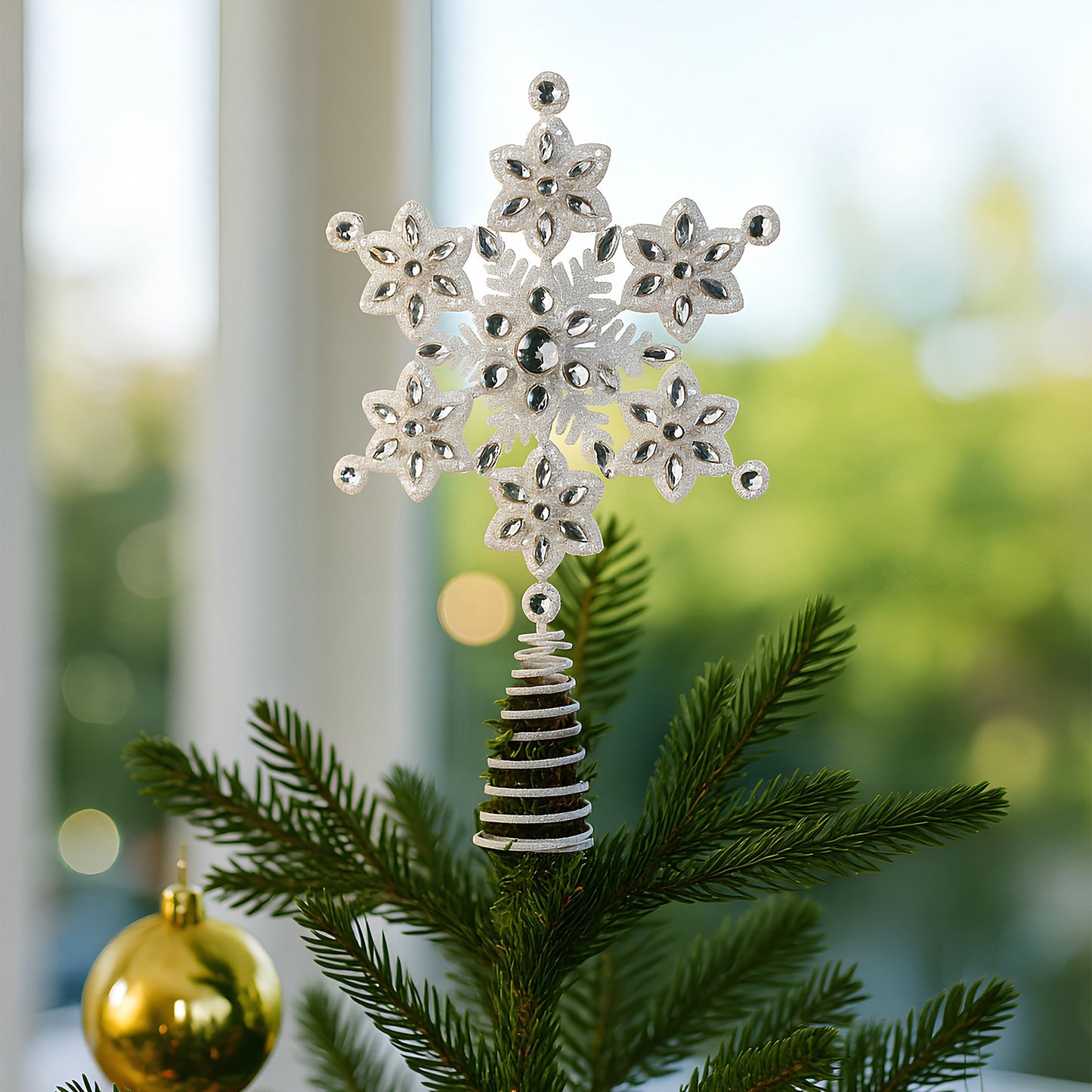 Christabelle Snowflake Christmas Tree Topper – Beaded Decoration Ornament