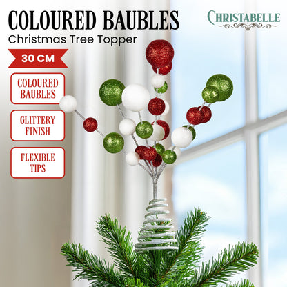 Christabelle Baubles Christmas Tree Topper – Festive Glitter Finish Ornament
