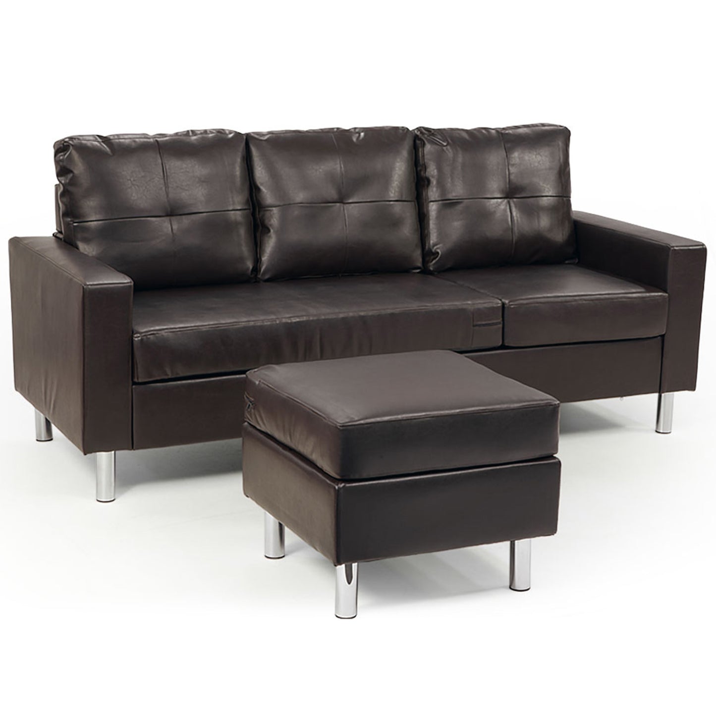 Sarantino Corner Sofa Lounge Chaise - Faux Leather Brown