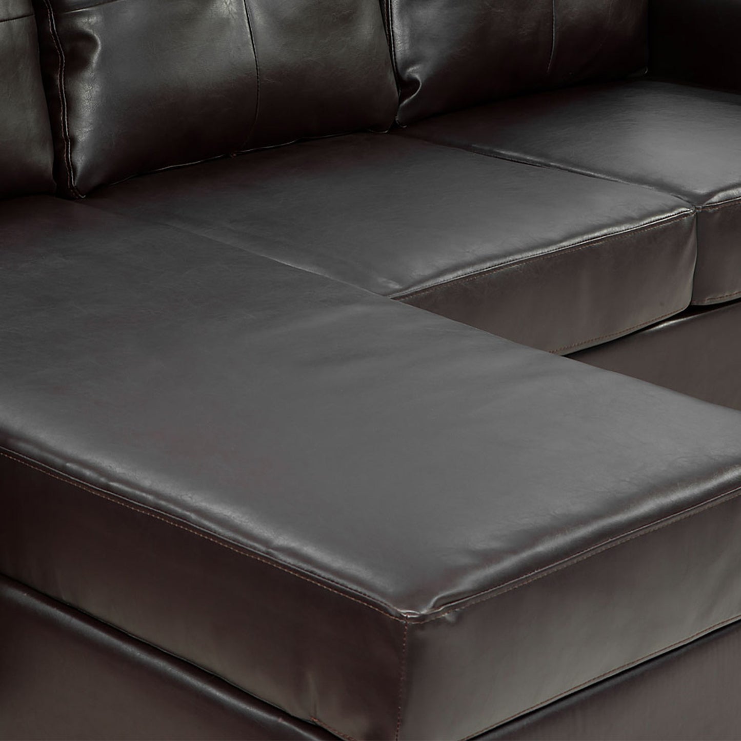 Sarantino Corner Sofa Lounge Chaise - Faux Leather Brown