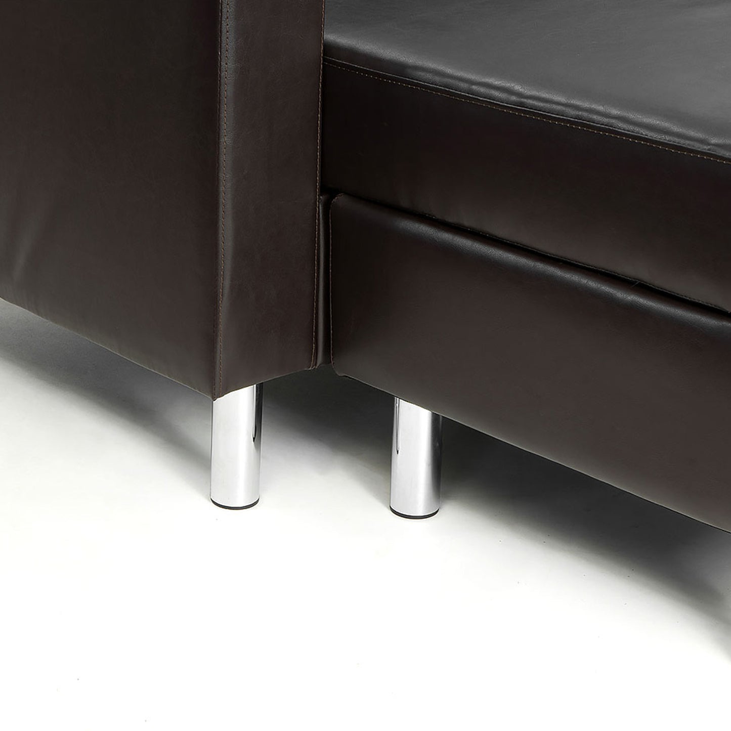 Sarantino Corner Sofa Lounge Chaise - Faux Leather Brown