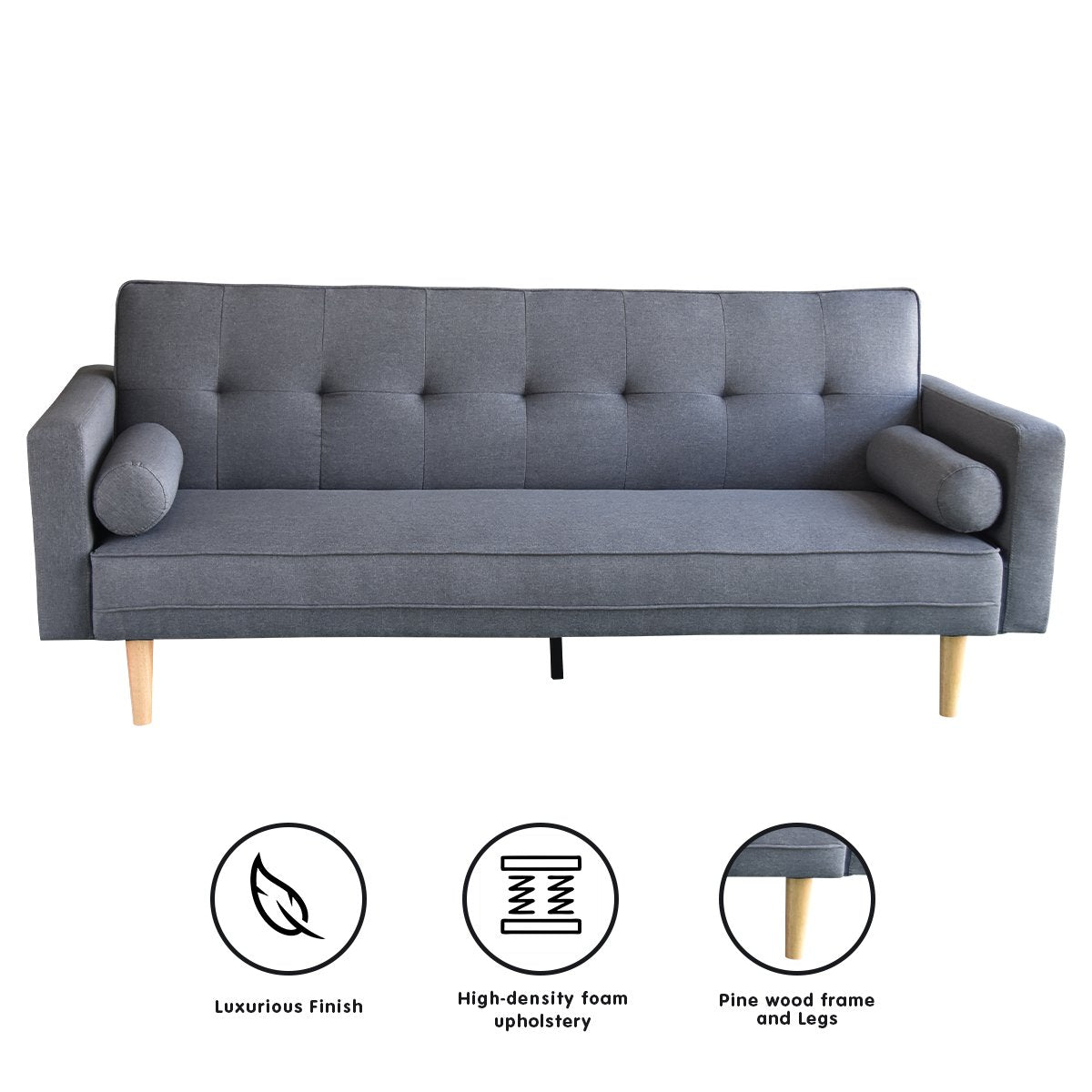 Sarantino Madison Sofa Bed Lounge - Dark Grey