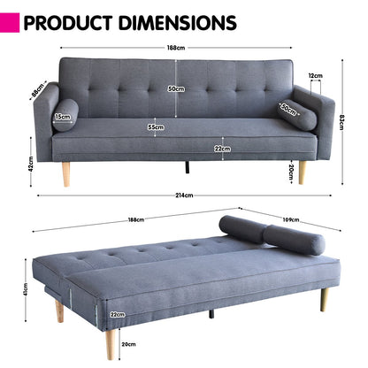 Sarantino Madison Sofa Bed Lounge - Dark Grey