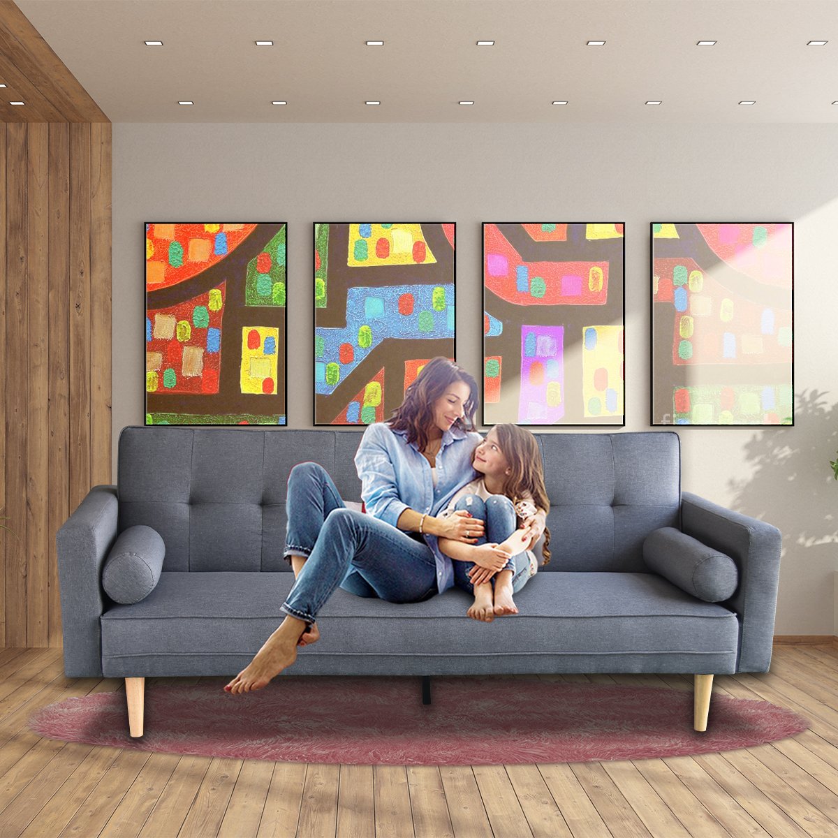 Sarantino Madison Sofa Bed Lounge - Dark Grey