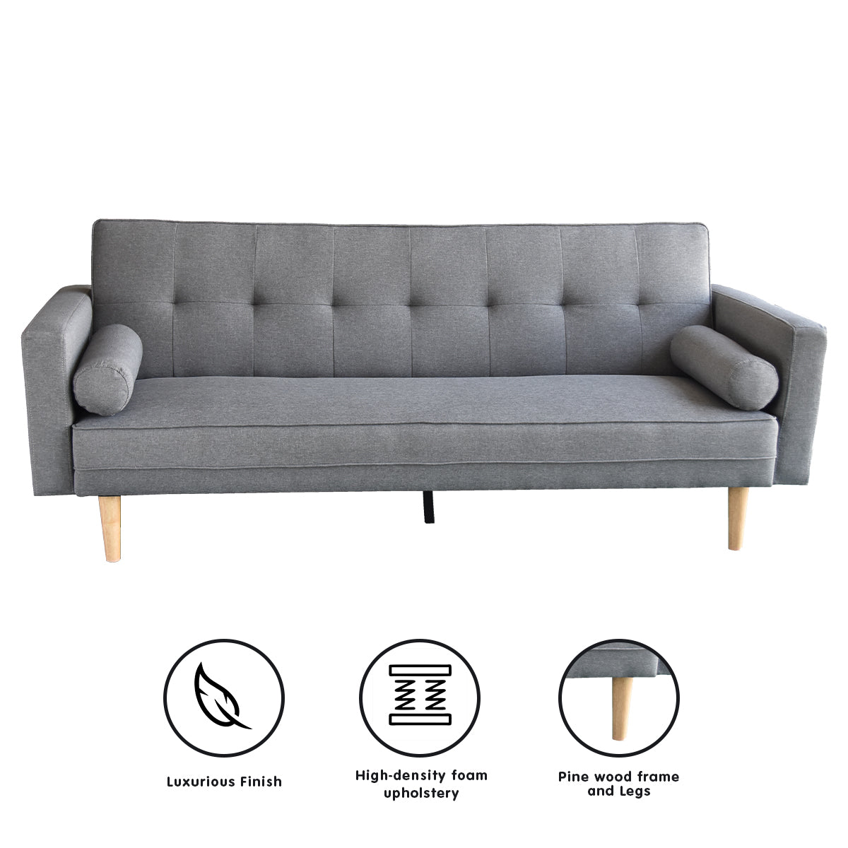Sarantino Madison Sofa Bed Lounge Suite - Light Grey