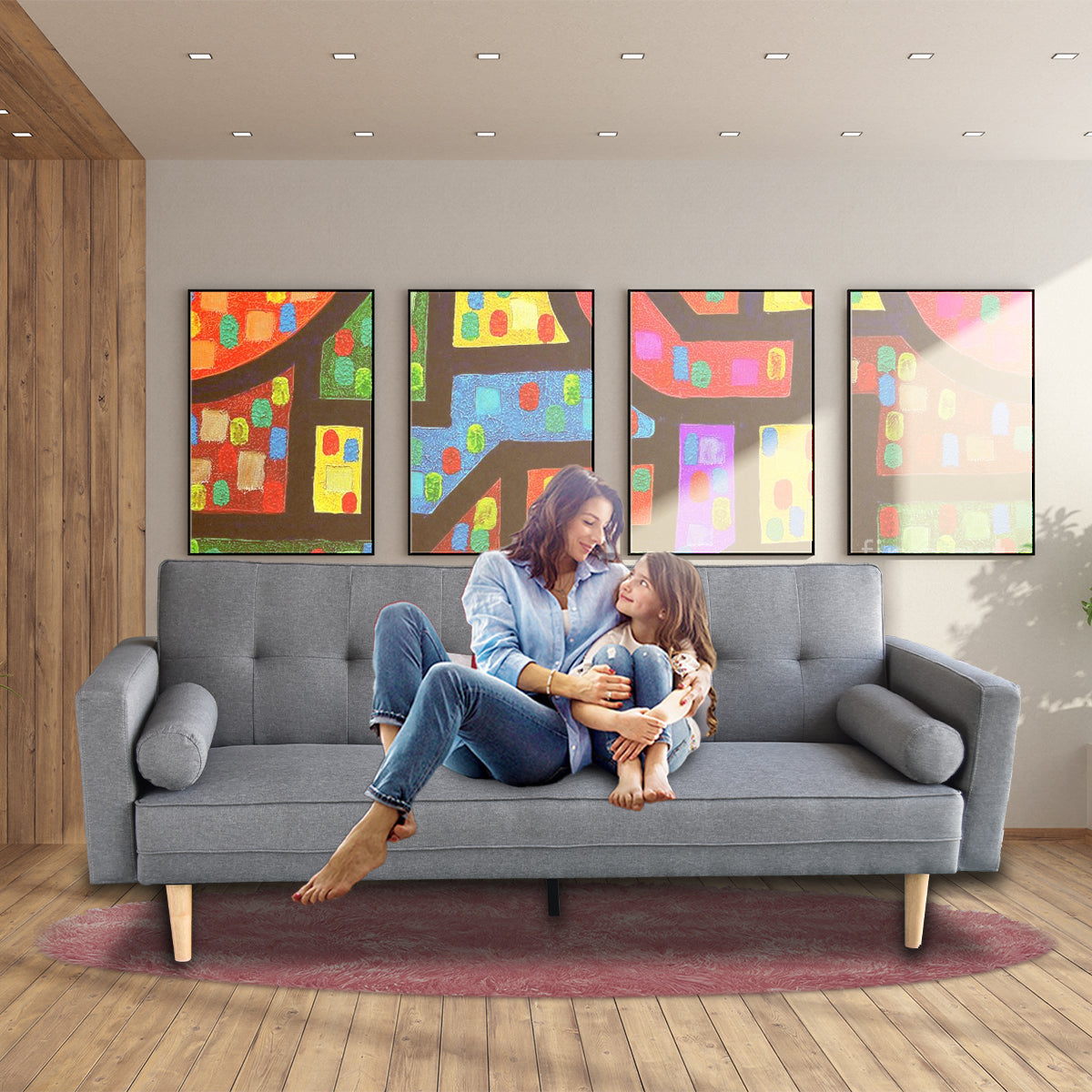 Sarantino Madison Sofa Bed Lounge Suite - Light Grey