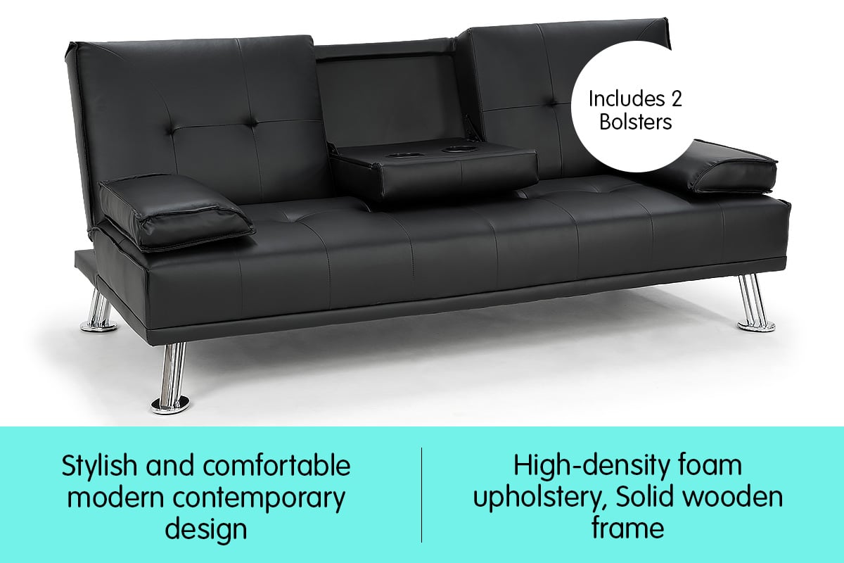 Sarantino Rochester Faux Leather Sofa Suite - Black