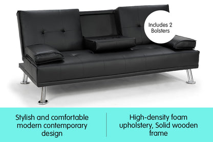 Sarantino Rochester Faux Leather Sofa Suite - Black