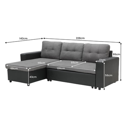 Sarantino Corner Sofa L-shaped Modular - Grey