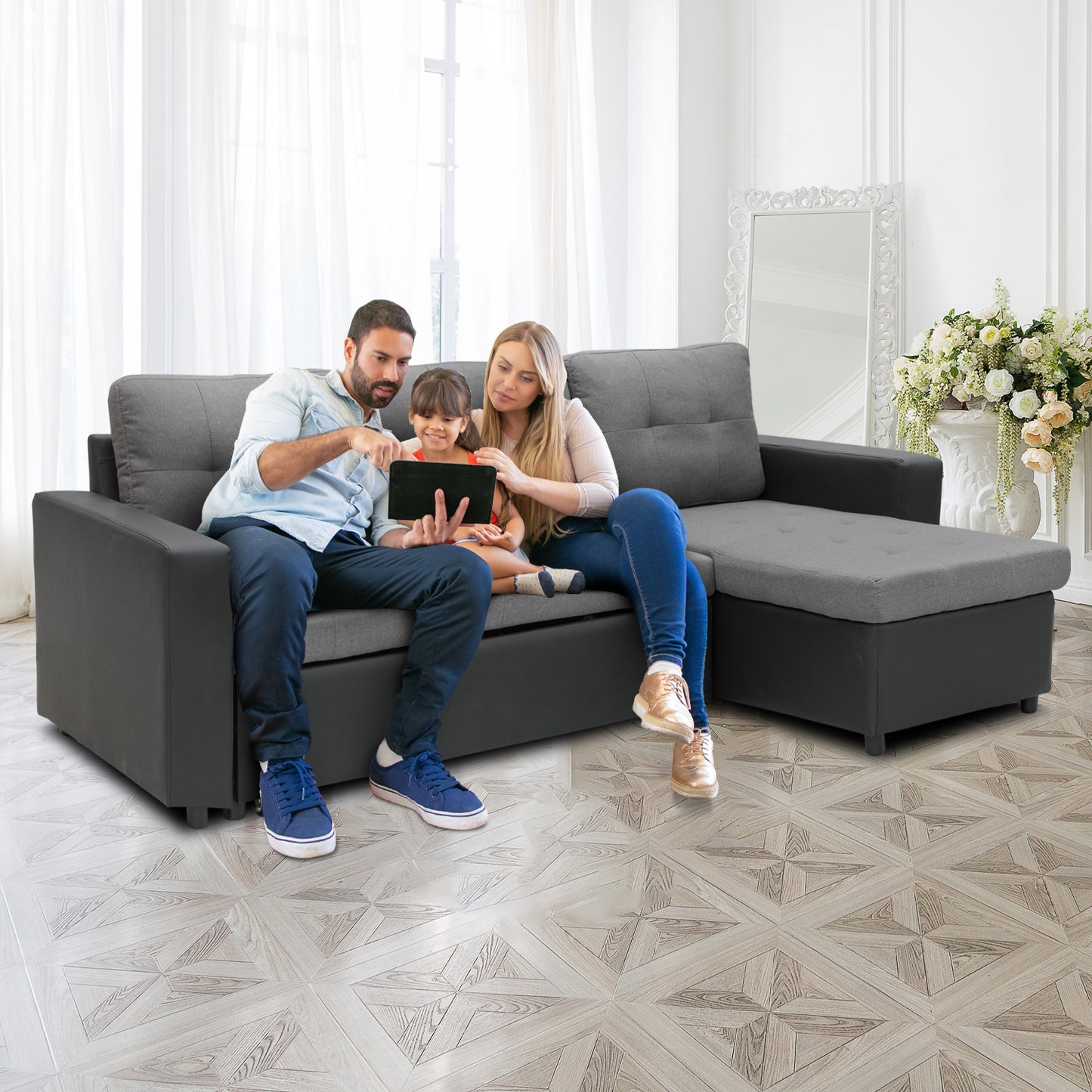 Sarantino Corner Sofa L-shaped Modular - Grey