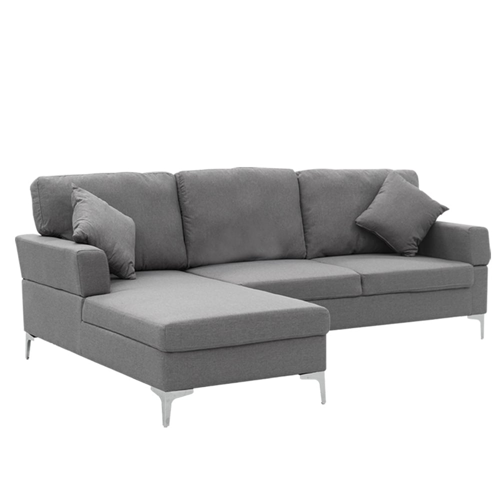 Sarantino Linen Corner L-shape W/right Chaise Sofa Couch - Dark Grey