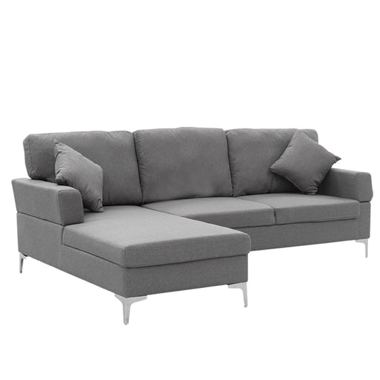 Sarantino Linen Corner L-shape W/right Chaise Sofa Couch - Dark Grey