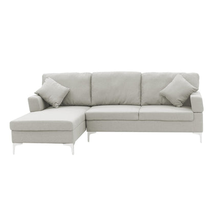 Sarantino Linen Corner L-shape W/right Chaise Sofa Couch - Light Grey