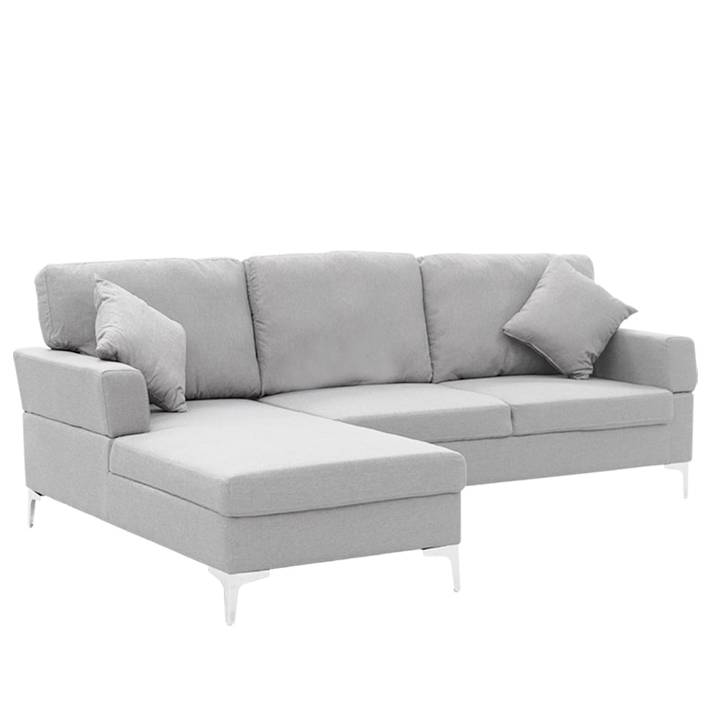 Sarantino Linen Corner L-shape W/right Chaise Sofa Couch - Light Grey